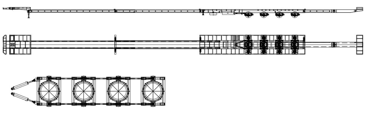 turntable steering of telescopic trailer