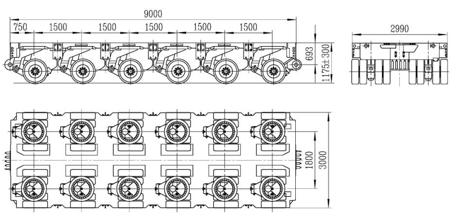 6 axles modular trailer